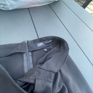 Zara high slit black midi skirt